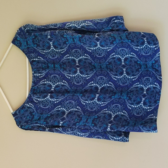 Jones NY Signature Stretch Floral Open Sleeve Oversized Top M Blue Purple - Picture 11 of 14